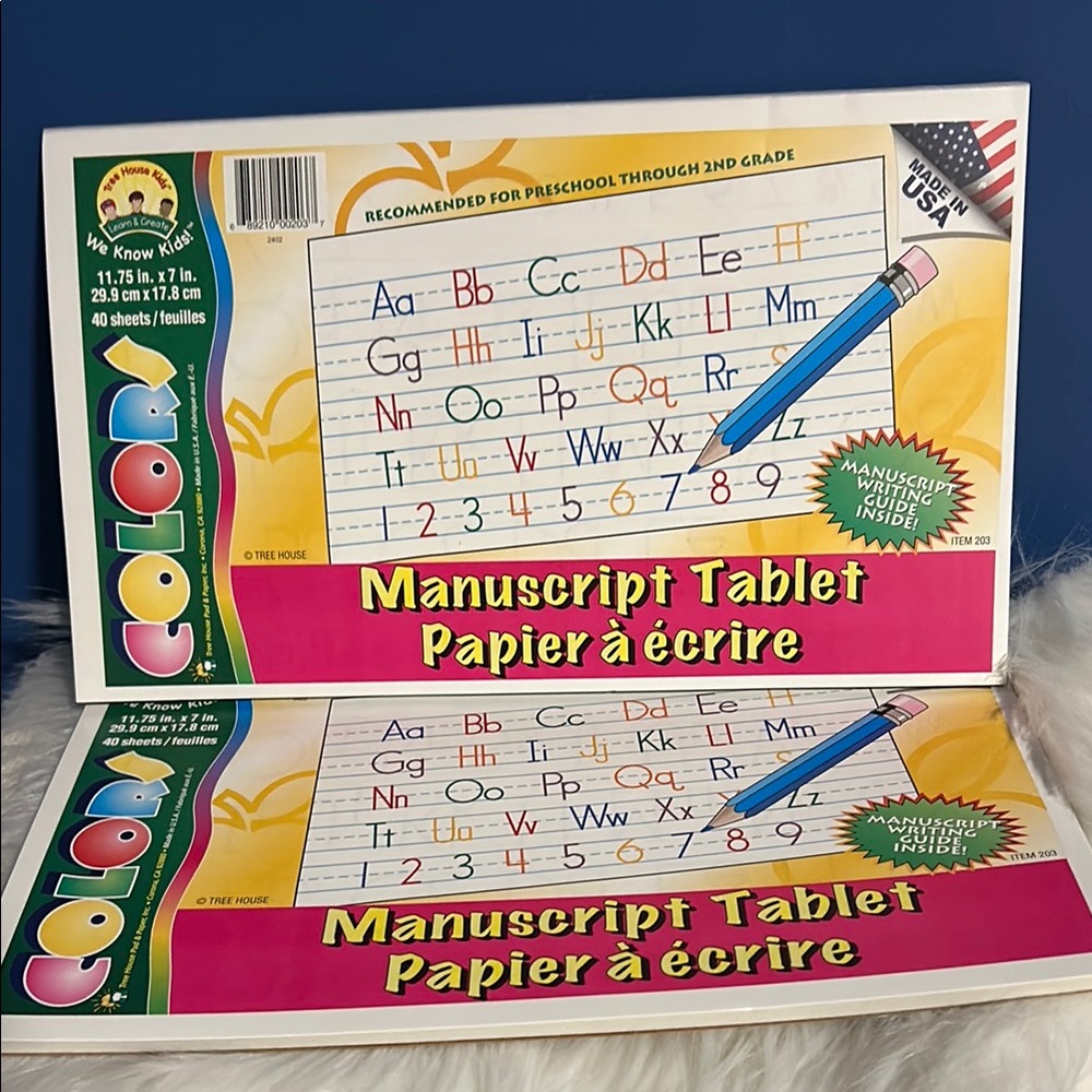 Tree House Kids Manuscript Pad Tablet with printed writing guide on inside cover